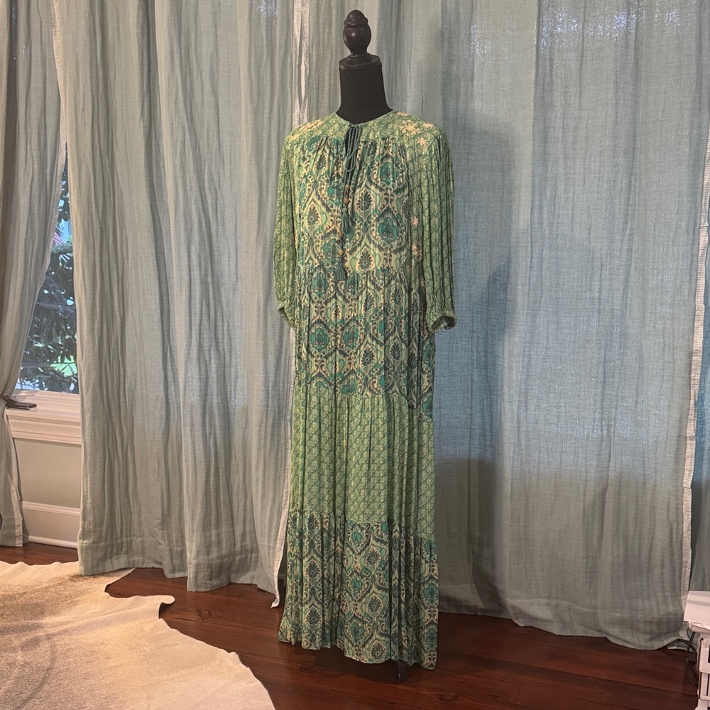 Zara Green and Blue Patterned Maxi Dress